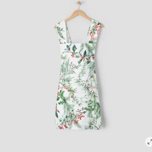 Sur La Table Winter Botanical Smock Apron NWOT Christmas Baking